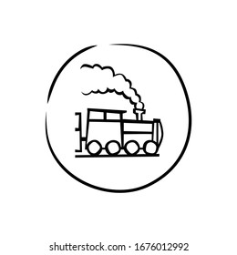 Train black and white drew icon vector 