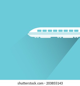 train, blue background, flat and shadow theme