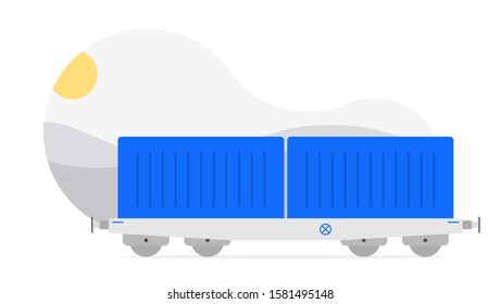 Train with blue container landscape