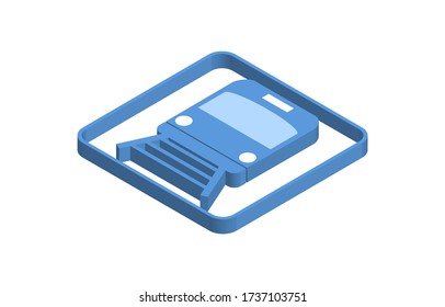Train blue isometric icon illustration