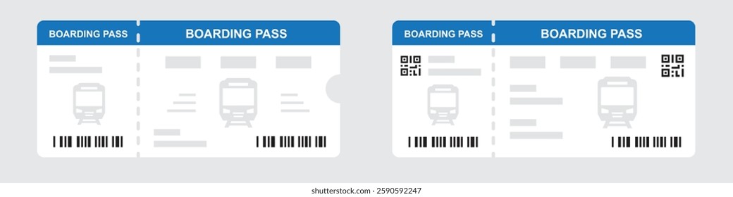 Train boarding pass ticket icon, vector illustration