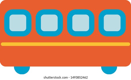 Train car Icon, symbol, element, sign, logo. Vector graphic. Isolated on white. Flat style design.