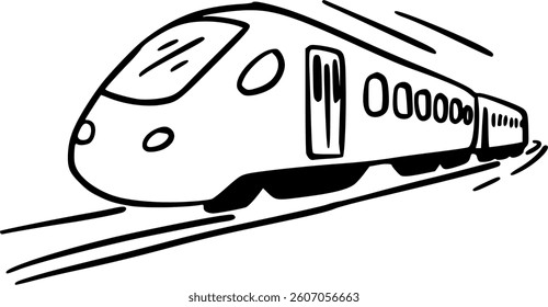 Train car sketch, transportation illustration.