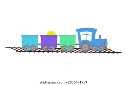 Train cargo. Icon of a children's toy. Flat vector illustration isolated on a white background