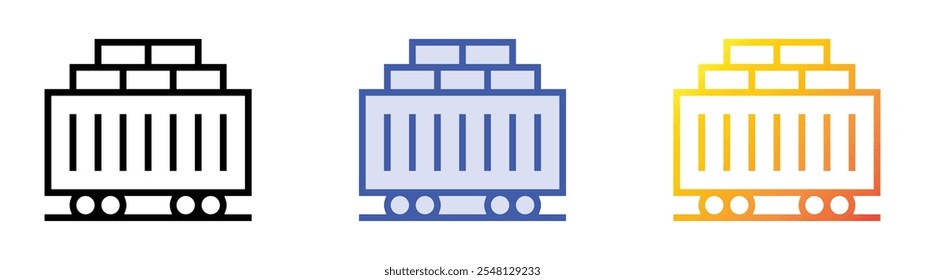 train cargo icon. Linear, Blue Fill and Gradient Style Design Isolated On White Background