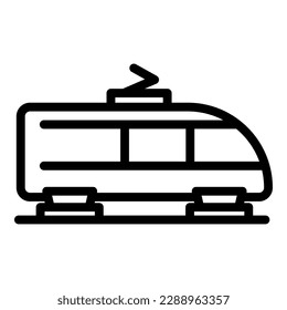 Vector de contorno de icono de carga de tren. Contenedor. Servicio de tráfico