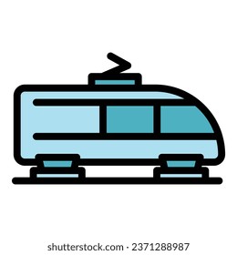 Train cargo icon outline vector. Container car. Traffic service color flat