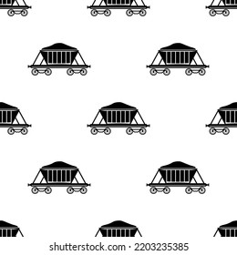 Train Cargo Icon Seamless Pattern, Rail Transport Cargo, Freight Wagon Vector Art Illustration