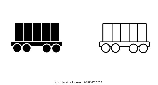 Icono de conjunto de carga de tren aislado sobre fondo blanco.
