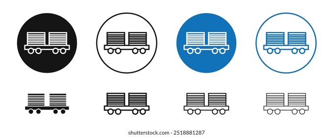 Icono de Vector de carga de tren en colores negro y azul