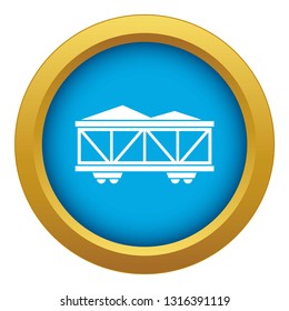 Train cargo wagon icon blue vector isolated on white background for any design