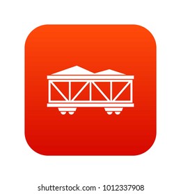 Train cargo wagon icon digital red for any design isolated on white vector illustration