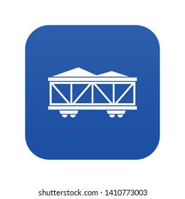 Train cargo wagon icon digital blue for any design isolated on white vector illustration