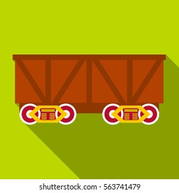 Train cargo wagon icon. Flat illustration of train cargo wagon vector icon for web design