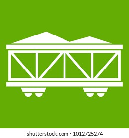 Train cargo wagon icon white isolated on green background. Vector illustration