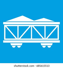 Train cargo wagon icon white isolated on blue background vector illustration