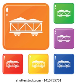 Train cargo wagon icons set collection vector 6 color isolated on white background