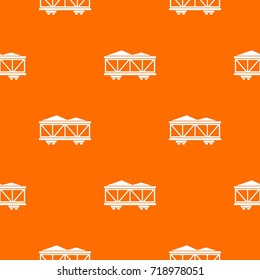 Train cargo wagon pattern repeat seamless in orange color for any design. Vector geometric illustration