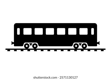 Train carriage icon. Black silhouette. Side view. Vector simple flat graphic illustration. Isolated object on white background. Isolate.