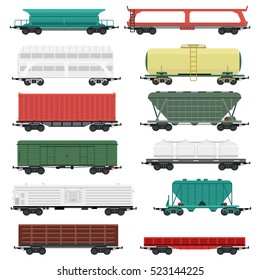 Train carriages vector set.