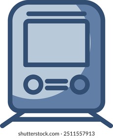 Icono del Vector de la historieta del tren, fondo transparente. diseño azul reemplazable del color