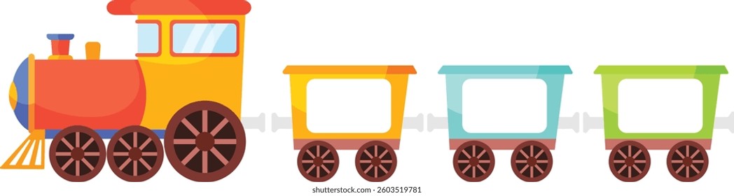 Train Cartoonic Cute Vector Abstract Isolated on white background