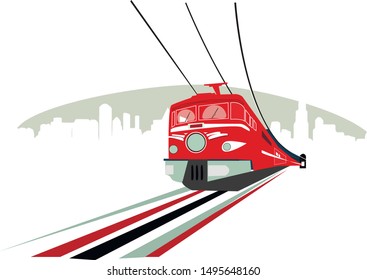 train city white background, road