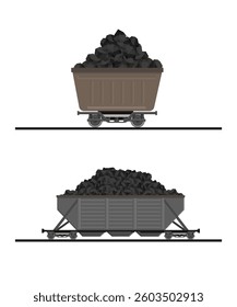 Train coal wagon with freight and cargo stock illustration. vector Illustration.