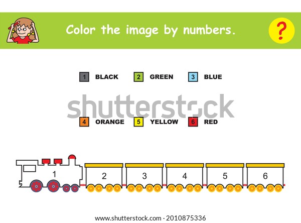 Train Coloring Book Color By Numbers Stock Vector (Royalty Free ...