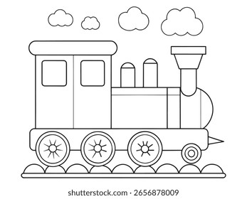 Ilustração de coloração de trem em preto e branco ideal para crianças criativas diversão e educação
