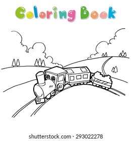 
train coloring page cartoon vector
