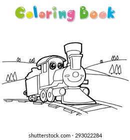 
train coloring page cartoon vector
