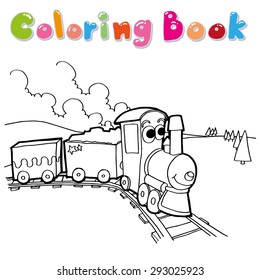 train coloring page cartoon vector
