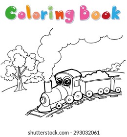 train coloring page cartoon vector
