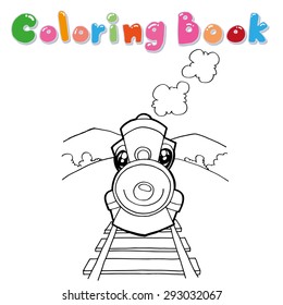 train coloring page cartoon vector
