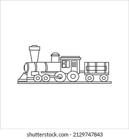 Train Coloring page vector line art for book and drawing.
