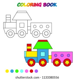 train - coloring page. Worksheet. Game for kids -  coloring book.  Vector cartoon  illustration. 