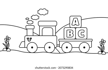 Train coloring sheet. Suitable for preschool education