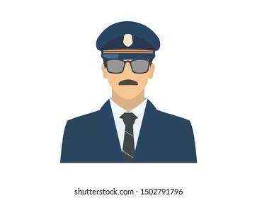 Train conductor figure. Simple flat illustration