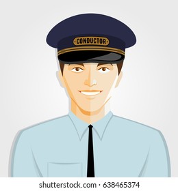 Train Conductor, flat design style, isolated on white background