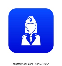 Train conductor icon blue vector isolated on white background