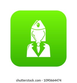 Train conductor icon green vector isolated on white background