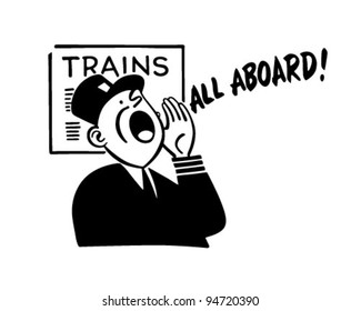 Train Conductor - Retro Clipart Illustration