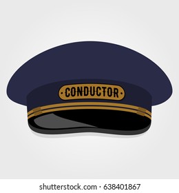 Train conductor's cap. Flat style design