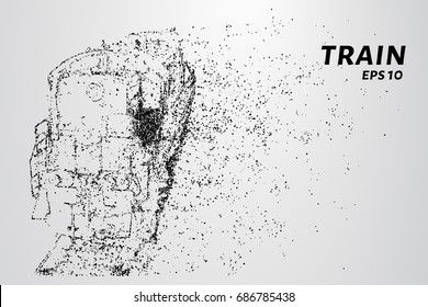 The train consists of dots and circles. Train the wind blows away particles. Vector illustration