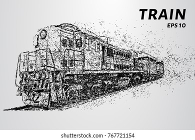 The train consists of dots and circles. Train the wind blows away particles. Vector illustration