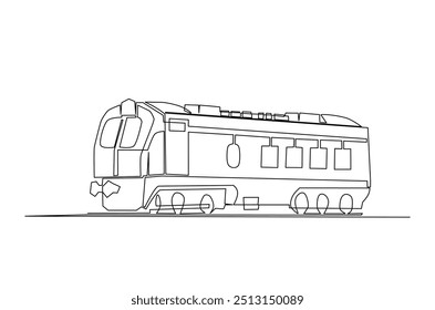 Tren continuo de una línea de dibujo. tren vintage ilustración de arte de una sola línea. Vector editable.  