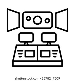 Train Control Room Vector Line Icon Design
