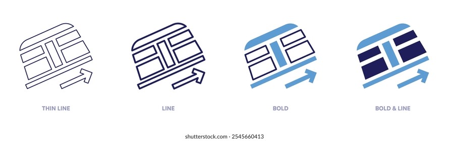 Train demands icon in 4 different styles. Thin Line, Line, Bold, and Bold Line. Duotone style. Editable stroke.
