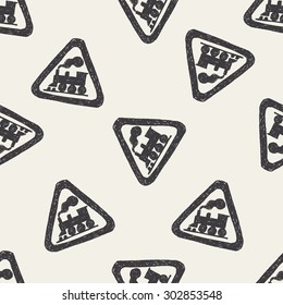 train doodle seamless pattern background